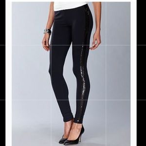Inc Black Leggings Sequin Side Stripe 